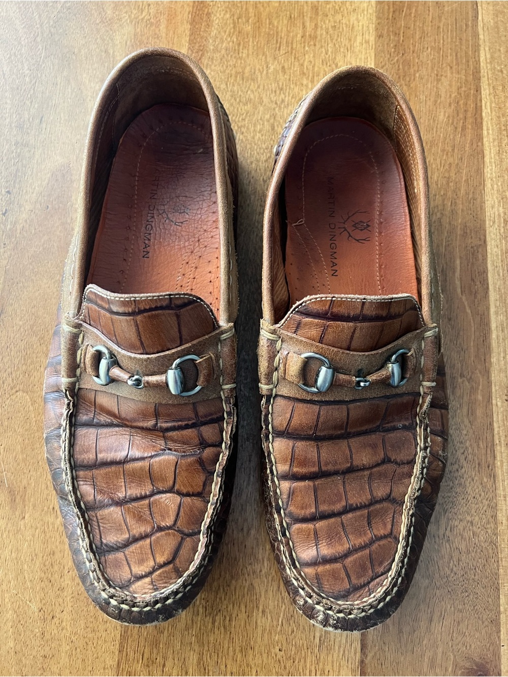 Martin Dingman Monte Carlo Men’s Brown Croc-Embossed Leather Driving Loafers 12